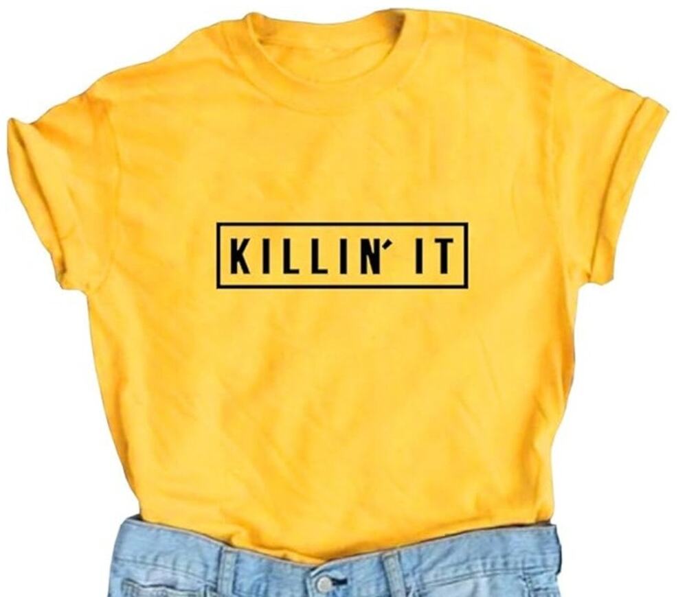 NWT ~ Women's Yellow "Killin' It" T-Shirt Summer Top ~ Size LARGE